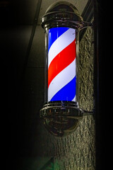 barber shop red and blue sign