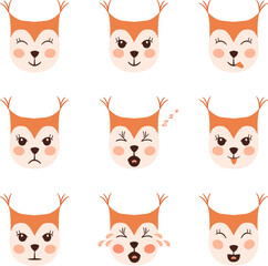 Squirrel emoji heads set dd ww isol