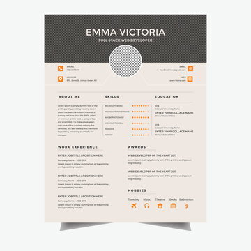 Vector Minimal professional CV, curriculum vita, resume design template