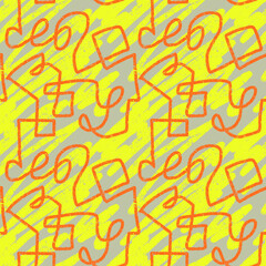 Chalk hand drawn seamless pattern with shapes and lines. back to school ornament creativity 