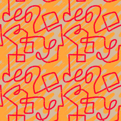 Simple chalk seamless pattern. Colorful back to school creative ornament.