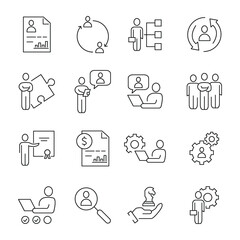 People Management icons set.  People Management pack symbol vector elements for infographic web