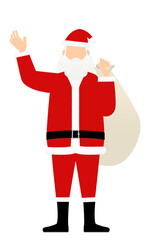 プレゼント袋を背負うサンタクロースのおじいさん