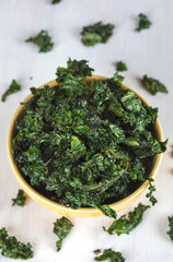 Kale chips. Healthy snack.