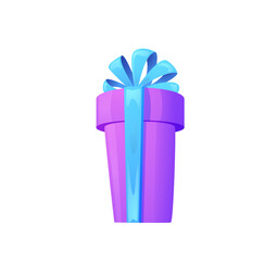 Closed present gift box with holiday wrapping and ribbon bow. Vector EPS10