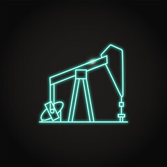 Neon oil rig icon in line style