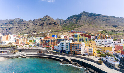 Coastal aerial view of Bajamar Pools in Tenerife, Spain