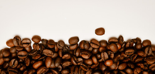 Coffee background with beans. making coffee in pub, bar, restaurant. Banner