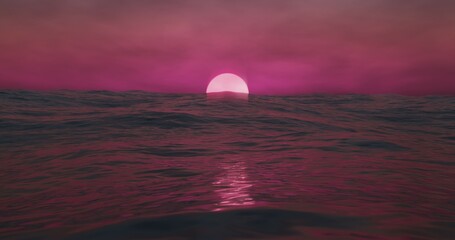 Pink sunset over ocean