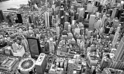 Manhattan aerial view from helicopter, New York City. Midtown from a high vantage point - New York City - NY - USA.