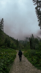 hiking in the mountains