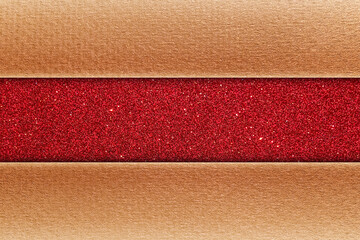 Fototapeta premium Cardboard texture with red glittering stripe
