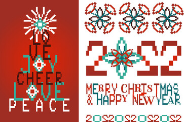 2022 Happy New Year Merry Christmas tree banner