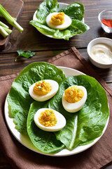 Deviled eggs with paprika, mustard and mayonnaise