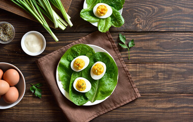 Deviled eggs with paprika, mustard and mayonnaise