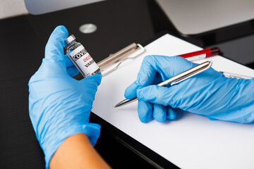 covid 19 delta Variant vaccine in hand. vaccination against coronavirus