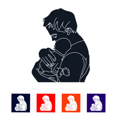 Embracing newborn baby boy icon stock illustration
