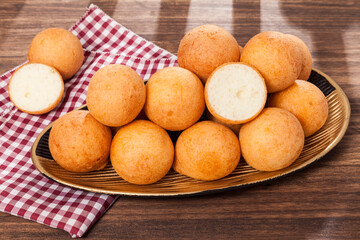 Buñuelo; Traditional Food Colombian - Deep Fried Cheese Bread, Photo On Wooden Background