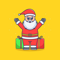 cute santa with gift box illustration