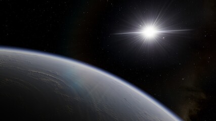 Planets and galaxy, beauty of deep space 3d illustration