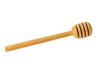 Wooden honey spoon. Isolate on a white background. Kitchenware.