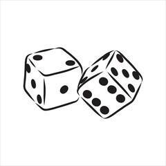 Sketch two dices game dice vector sketch