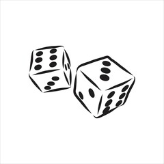 Sketch two dices game dice vector sketch