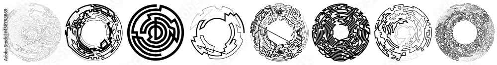 Poster geometric, random circular element. abstract angular circle shape