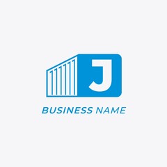 design logo creative container and letter J