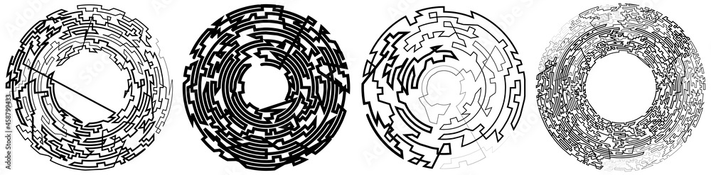 Poster geometric, random circular element. abstract angular circle shape