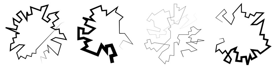 Geometric, random circular element. Abstract angular circle shape