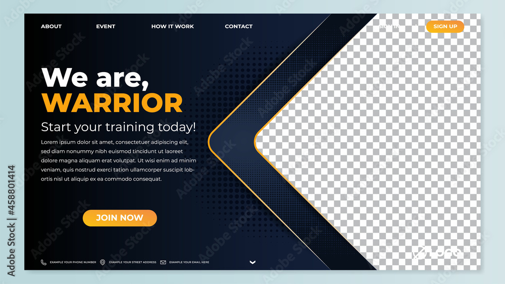Wall mural modern homepage design template with image placement