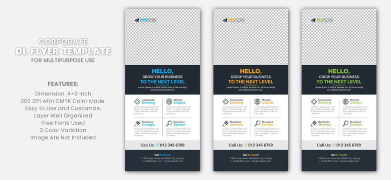 Modern Professional Corporate Business DL Flyer Rack Card Template Minimal Elegant Design for Multipurpose Use