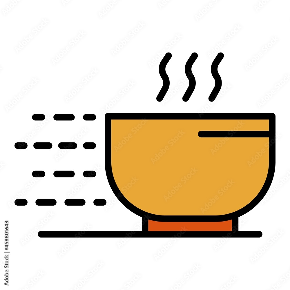 Poster soup delivery icon. outline soup delivery vector icon color flat isolated