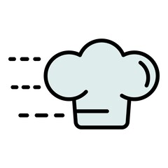 Fast delivery cook icon. Outline fast delivery cook vector icon color flat isolated
