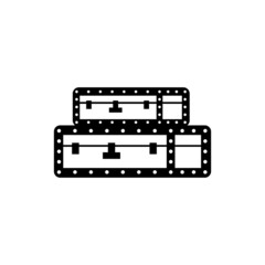 Suitcases with rivets in loft style isolated. Minimalistic drawn vintage stuff black on white. Vector stock illustration of bedside suitcases for interior in loft style.