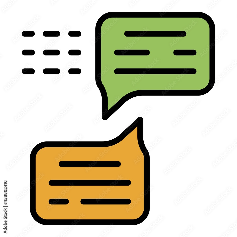 Poster chat bubble with text icon. outline chat bubble with text vector icon color flat isolated