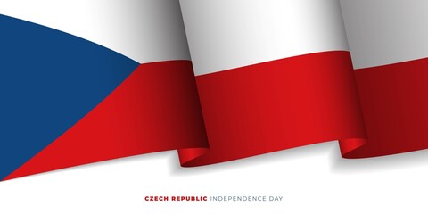 Waving Czech Republic flag design. Czech Republic independence day background template.