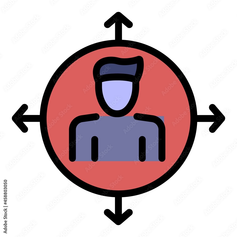 Aufkleber person in a circle with arrows icon. outline person in a circle with arrows vector icon color flat i