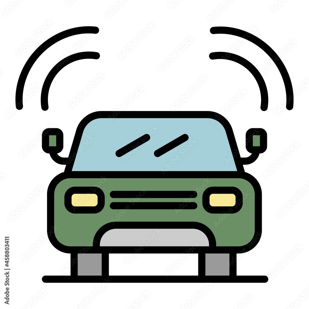 Poster front view machine icon. outline front view machine vector icon color flat isolated