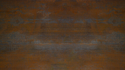 Grunge rusty dark orange brown weathered aged metal corten steel wall texture background