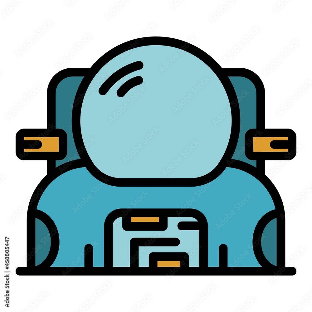 Poster spacesuit with knapsack icon. outline spacesuit with knapsack vector icon color flat isolated
