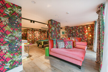 Cozy lounge zone in the modern house with exclusive design