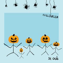 Halloween card with pumpkin men.