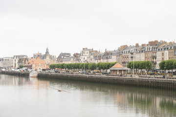 Trouville sur mer and River Touques, Normandy, France, overcast day