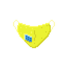 yellow pixel mask against viruses and dust