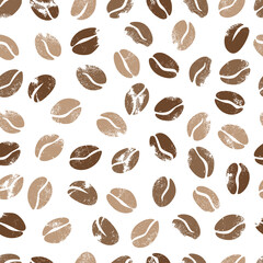 Coffee beans seamless pattern. Vector illustration.