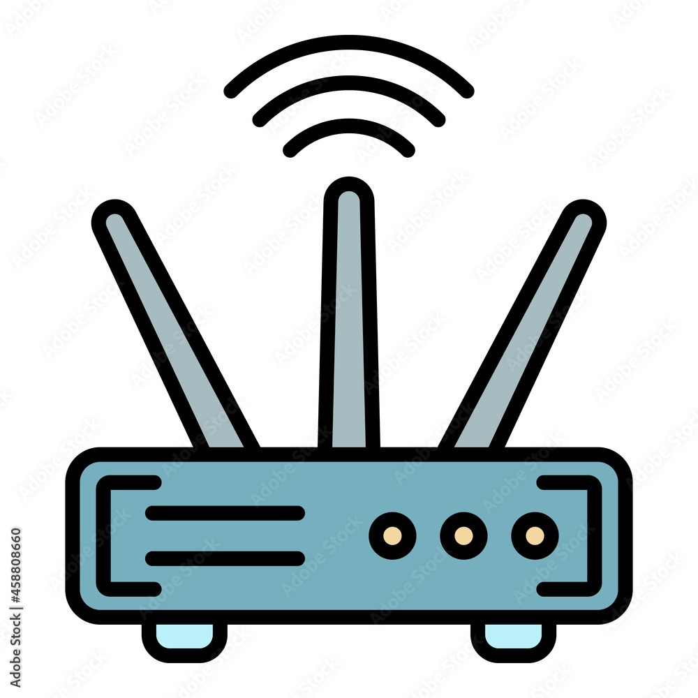 Poster wifi router icon. outline wifi router vector icon color flat isolated