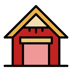 House garage icon. Outline house garage vector icon color flat isolated