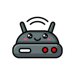 cute wifi router icon illustration vector graphic